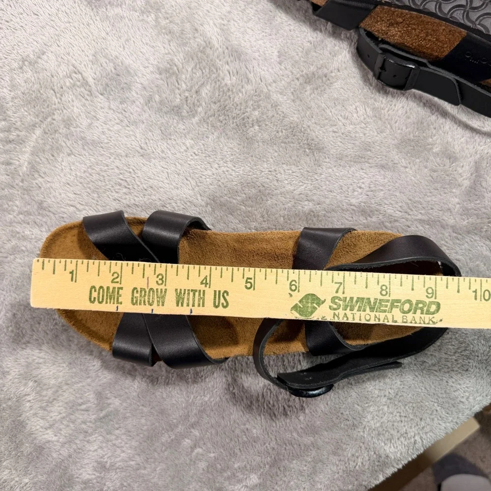 Papillio Birkenstock Wedge Sandals Womens 38 7 Black Strappy Lana Cork Heel